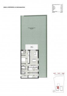 Grundriss Gartenwohnung mit 4 Zimmern und 2 B�dern.