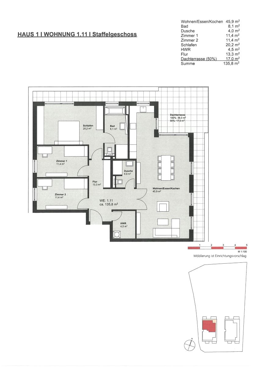 Grundriss Penthousewohnung M�hlheim